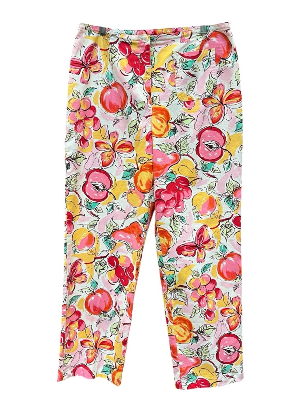Talbots Retro Stretch Fruit Print Cotton Pants